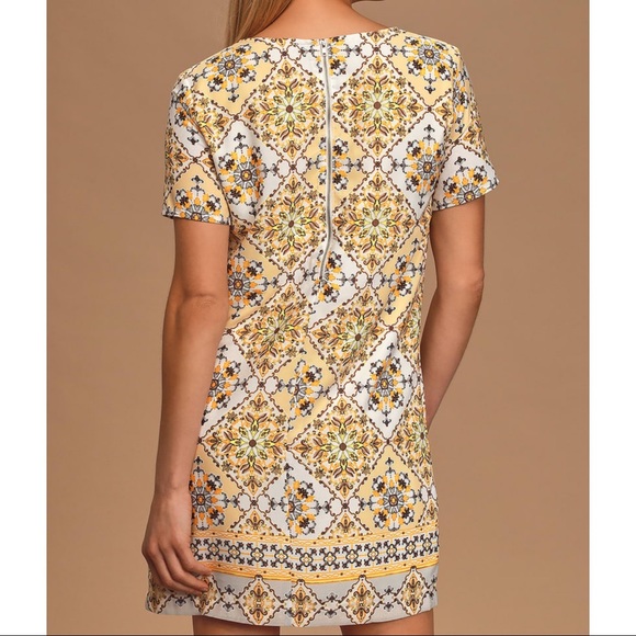 NWOT Dandy lion yellow pattern shift dress - Picture 7 of 7